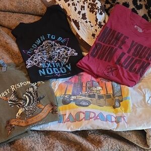 Men's Graphic Tee Collection - Black, Red, Beige, Gray